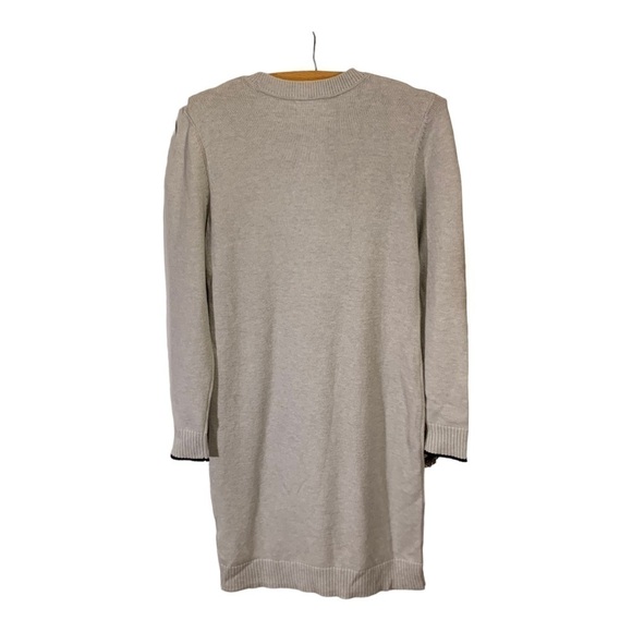 Charter Club Grey Knit Sweater Dress Navy Chevron Weave Long Sleeve Size S NWT - Picture 2 of 6